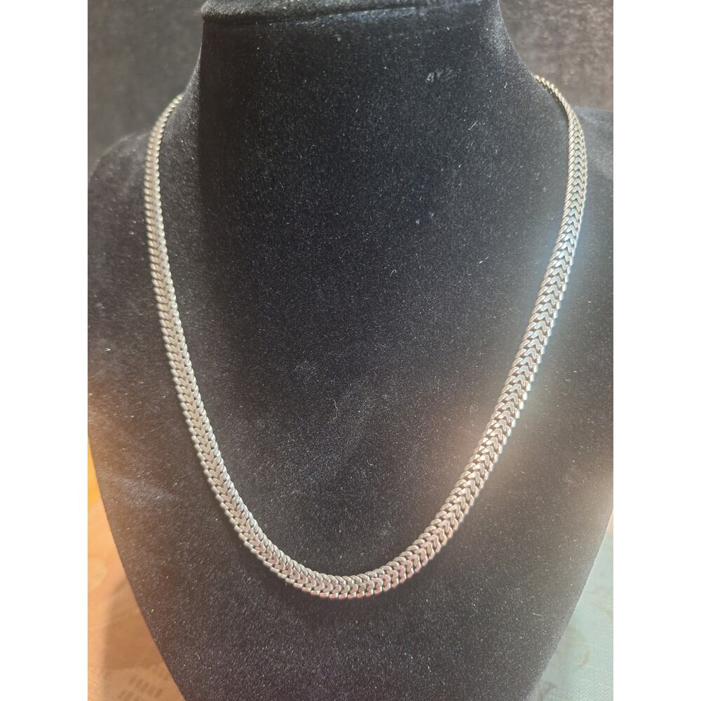 Italy 925 Sterling Silver Franco Link Chain Necklace 17" Italian Flat Franco